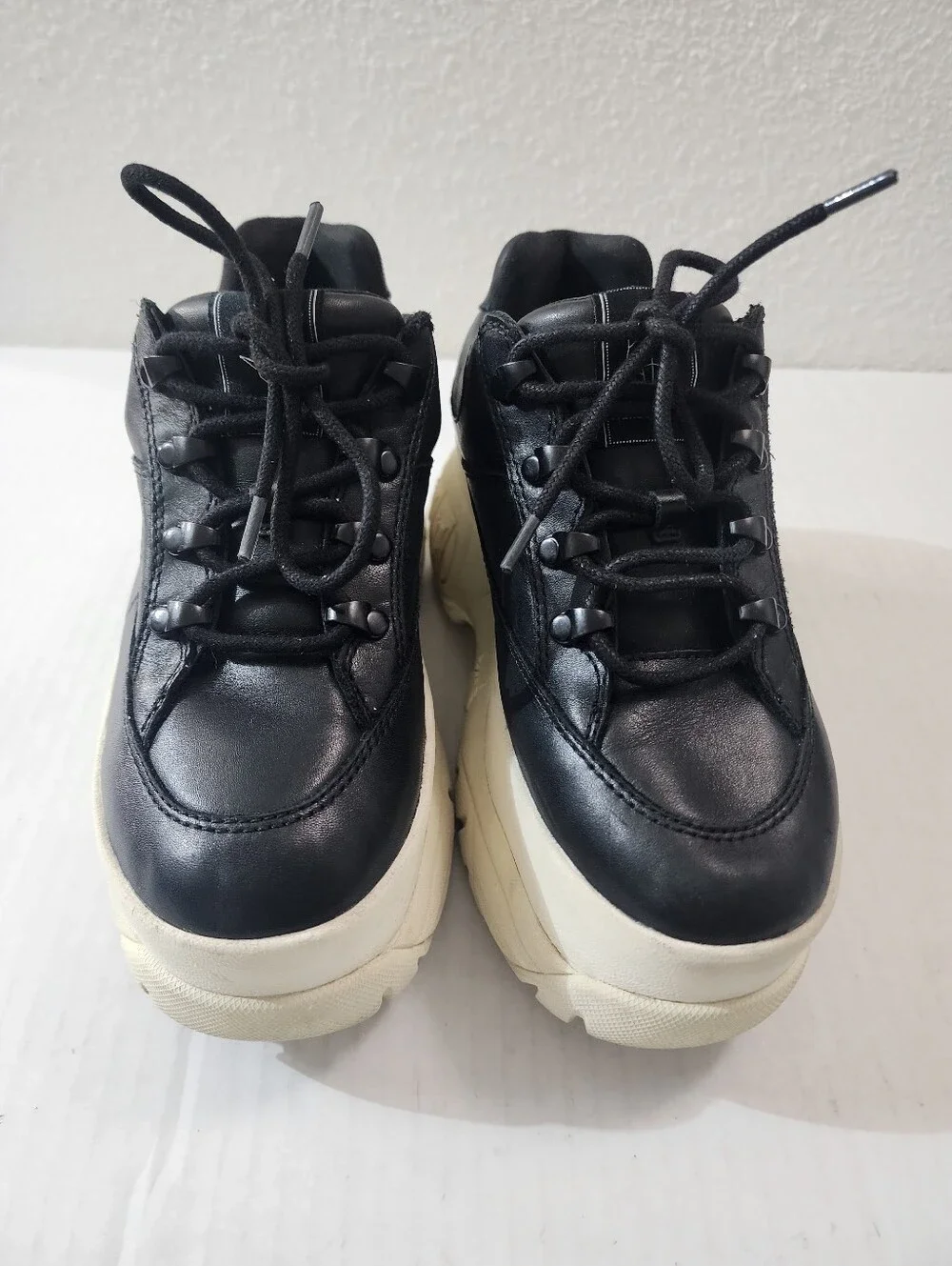 Naked Wolfe Sporty Black Leather Chunky Platform Goth Sneakers Women's US 8